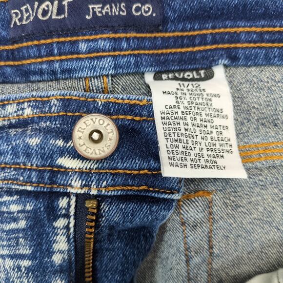 Vtg 90s Y2K Revolt Bleach Acid Wash Stretch Bootcut Jeans Sz 11/12 30x32 Grunge - Picture 6 of 6